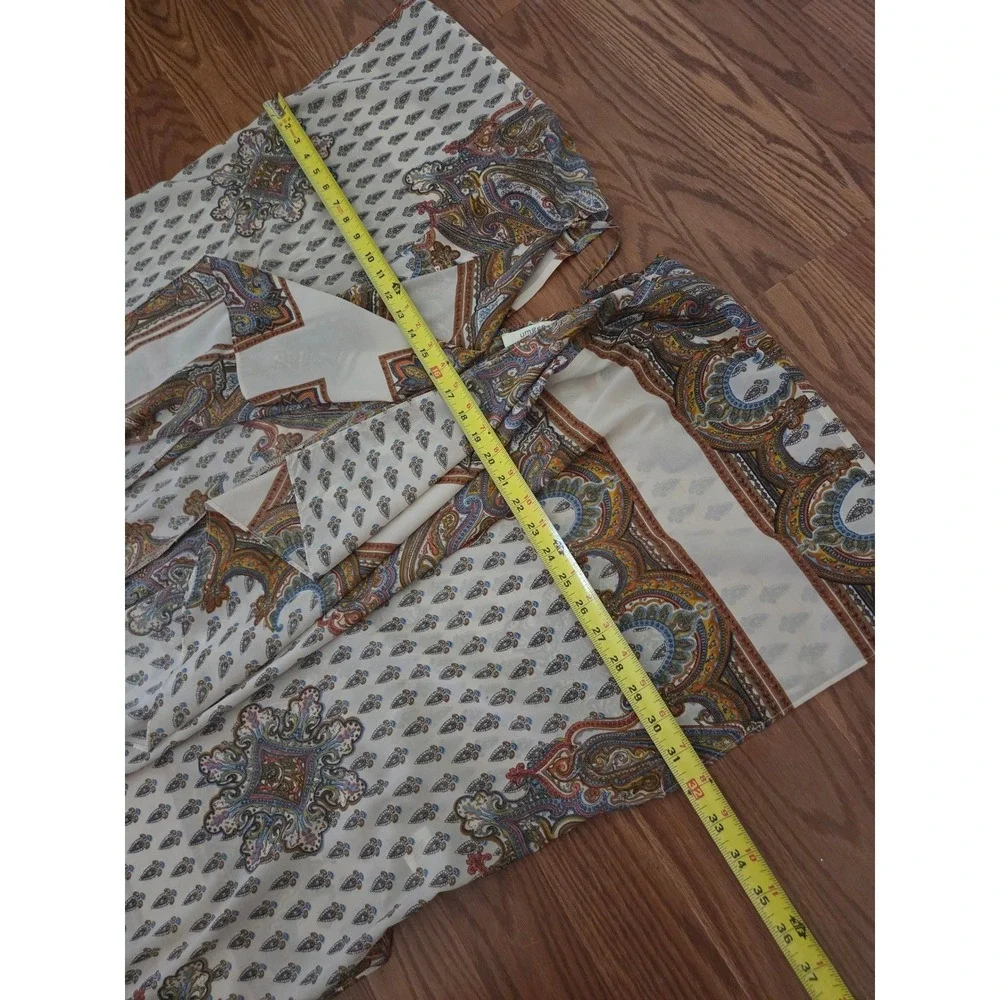 Umgee Womens Paisley Print Kimono Wrap Open Front‎ Draped Boho Cream Multi OS